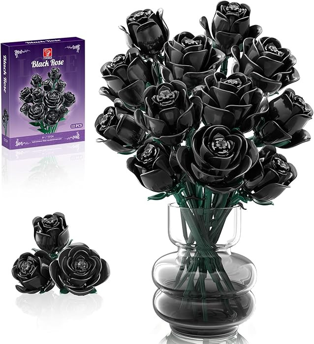 TYCOLE Black Roses Flowers Building Sets, Artificial Bouquet Botanical Collection Building Blocks... | Amazon (US)