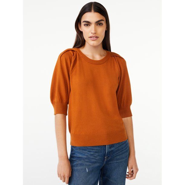 Free Assembly Women's Pleat Shoulder Sweater - Walmart.com | Walmart (US)