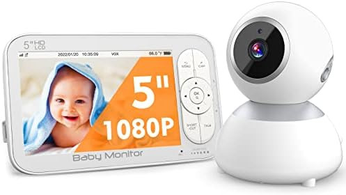 Baby Monitor, GooDee 5" 1080P Video Baby Monitor with Camera and Audio, No WiFi, 30h Battery, 2-W... | Amazon (US)