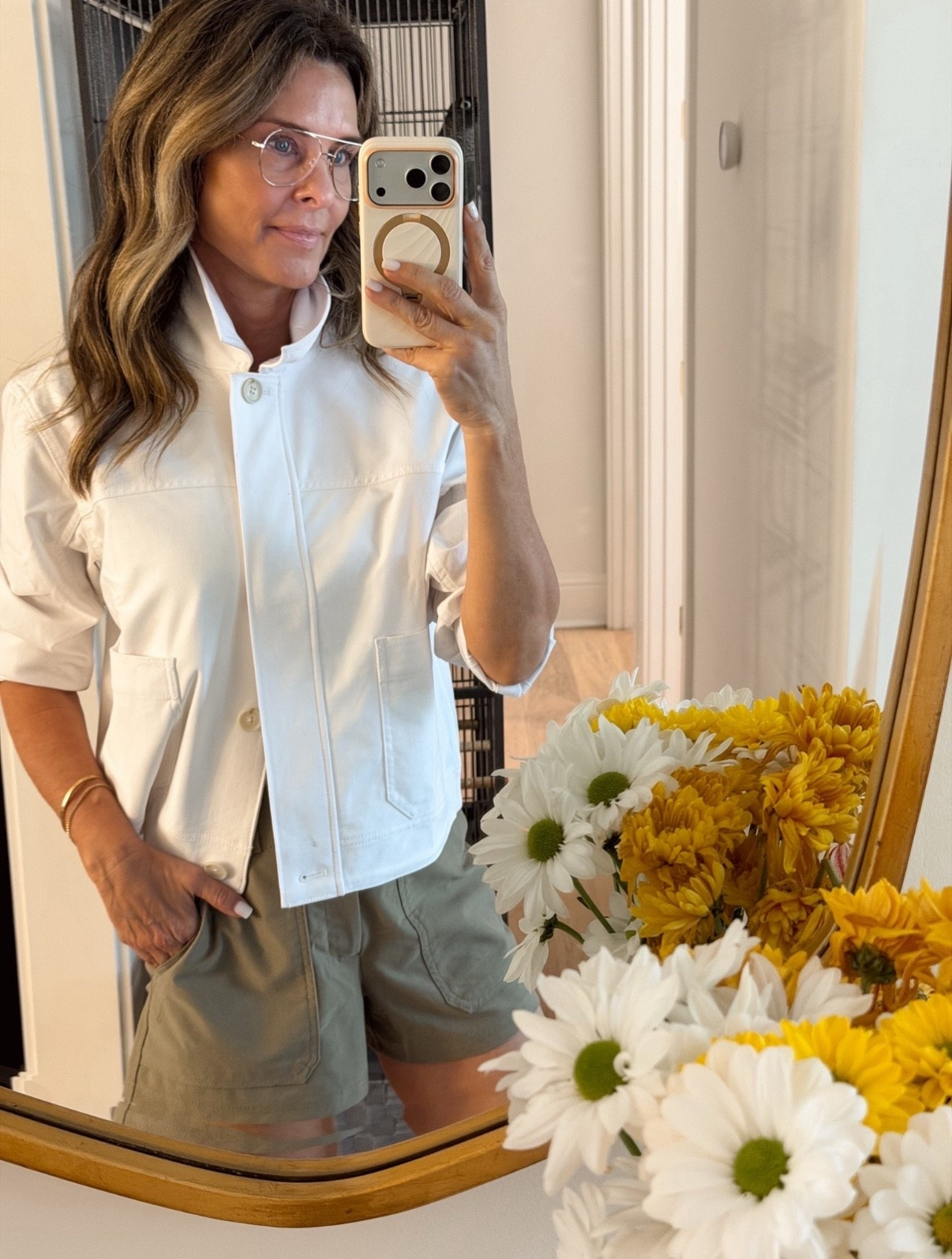 OOTD
-Athleta skyline chore jacket wearing sz S
-Athleta skyline tailored short TTS
-Athleta with ease 2.0 tank weaing sz XXS

#LTKActive #LTKOver40 #LTKootd