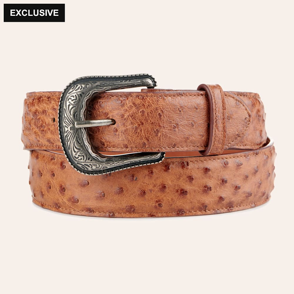 Cavender's Men's Cognac Full Quill Ostrich Exotic Western Belt | Cavender's
