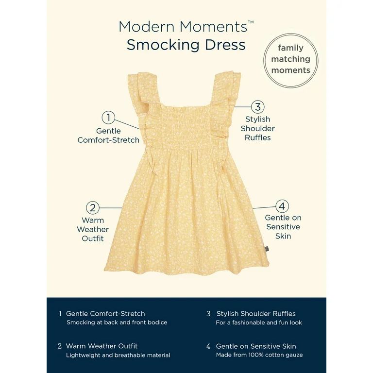 Modern Moments by Gerber Baby and Toddler Girl Smocking Dress, Sizes 12M-5T | Walmart (US)