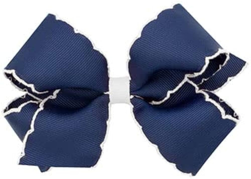 Wee Ones Girls' Classic Grosgrain Moonstitch Edge Hair Bow on a WeeStay Hair Clip, Medium, Navy W... | Amazon (US)