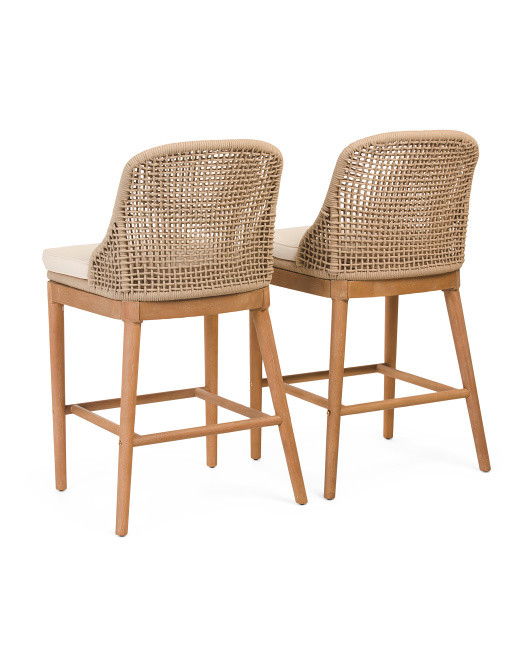 Set Of 2 Outdoor Rope Counter Stools With Cushion | TJ Maxx