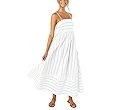 chouyatou Women's Striped Back Smocked Maxi Dress Sexy Spaghetti Strap Cut Out Flowy Swing Long D... | Amazon (US)