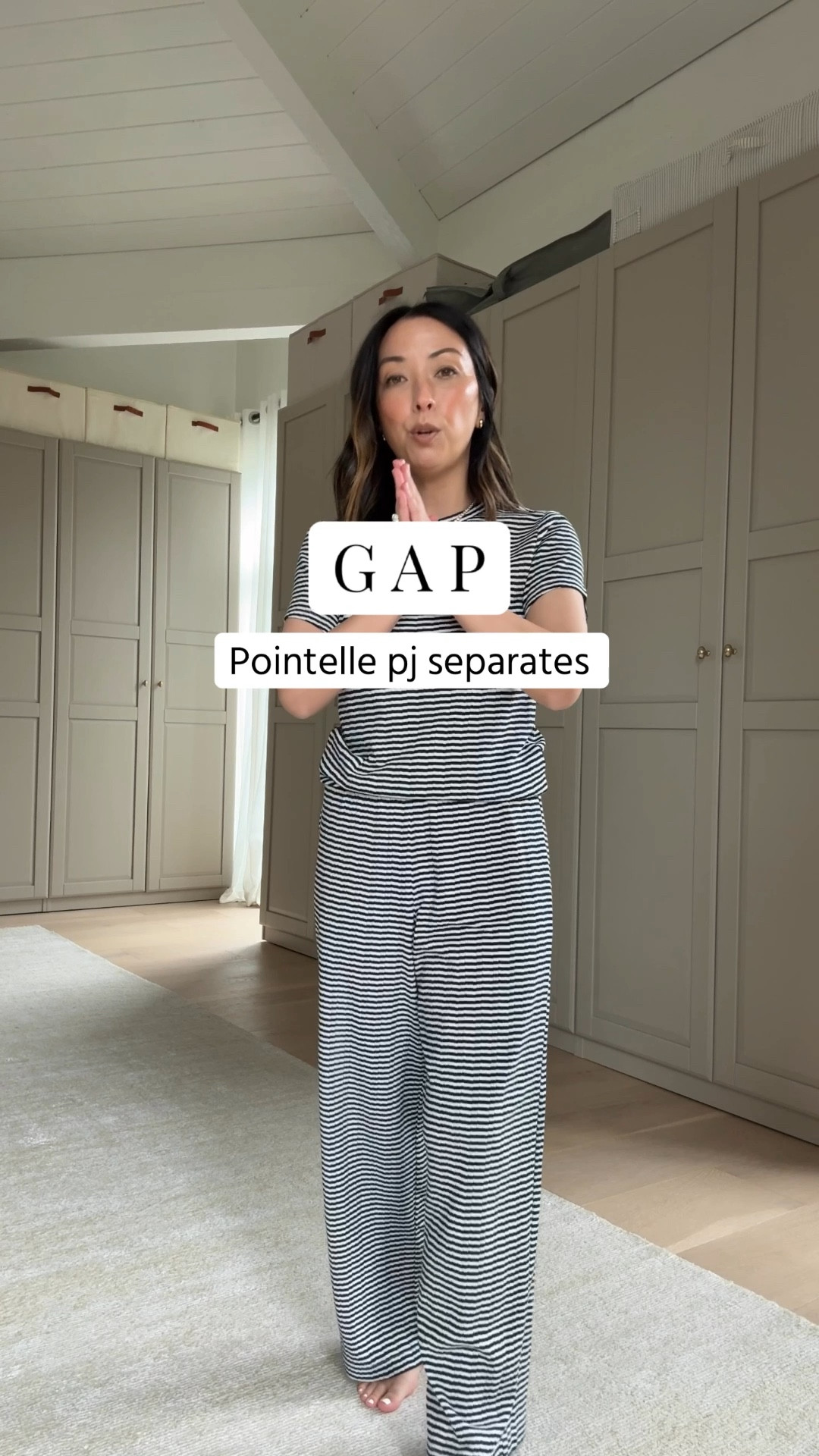 The most stunning PJ set from @gap. The Pointelle set is so good. Sized up to a large in the top for a looser fit, and wearing petite small in the bottoms. Length is fantastic and the waistband is stretchy and comfortable. 

They’re having their Friends & Family Event now! 40% off everything 3/12-3/19 + Extra 10% Off Your Purchase With code BEST #howyouweargap #gappartner

#LTKPetite