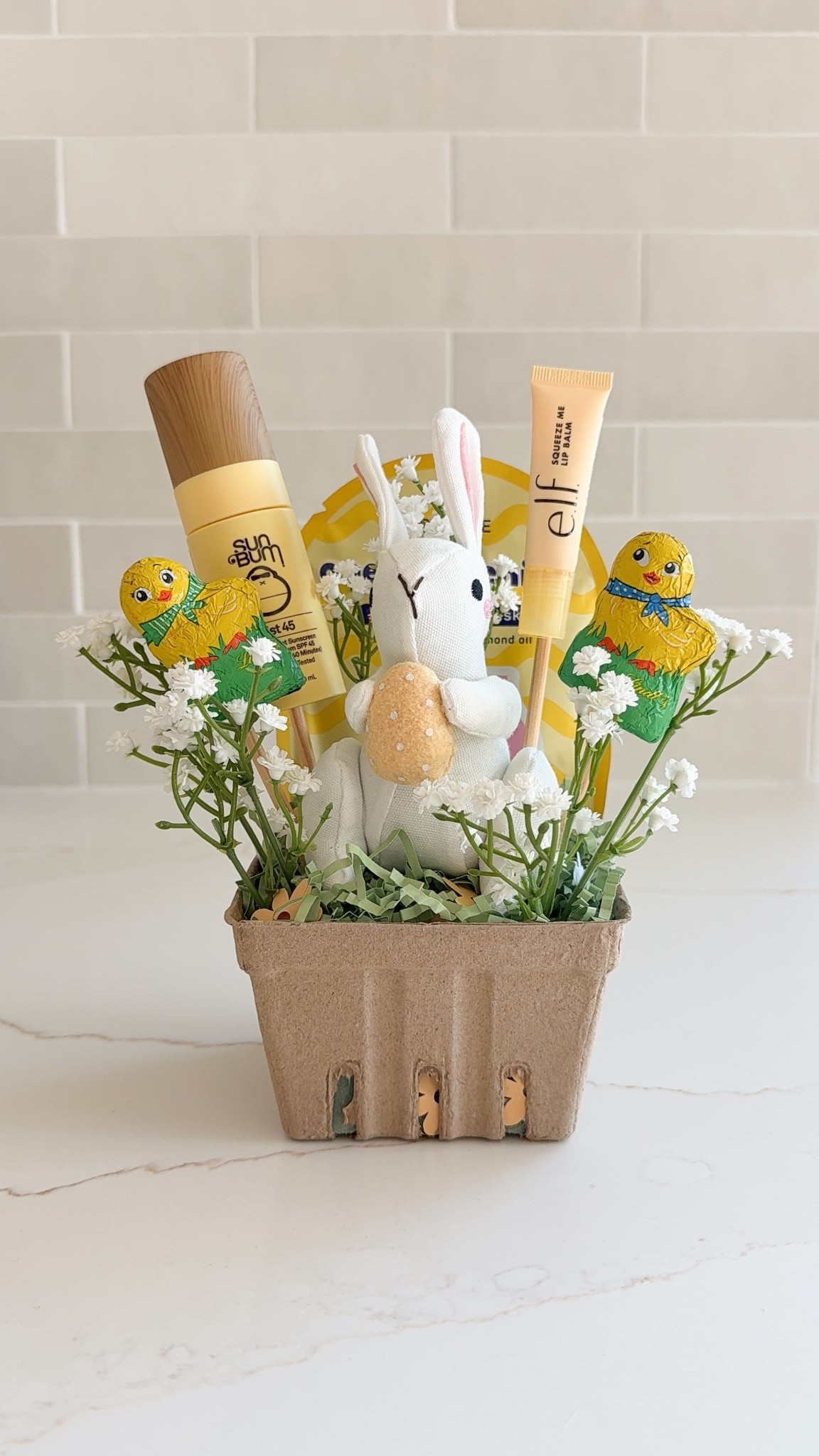 Spring Gift Idea using a berry basket, flower foam, dowels, candy and a few mini beauty favs.🐇🥚🐣

#LTKSeasonal #LTKSpringSale
