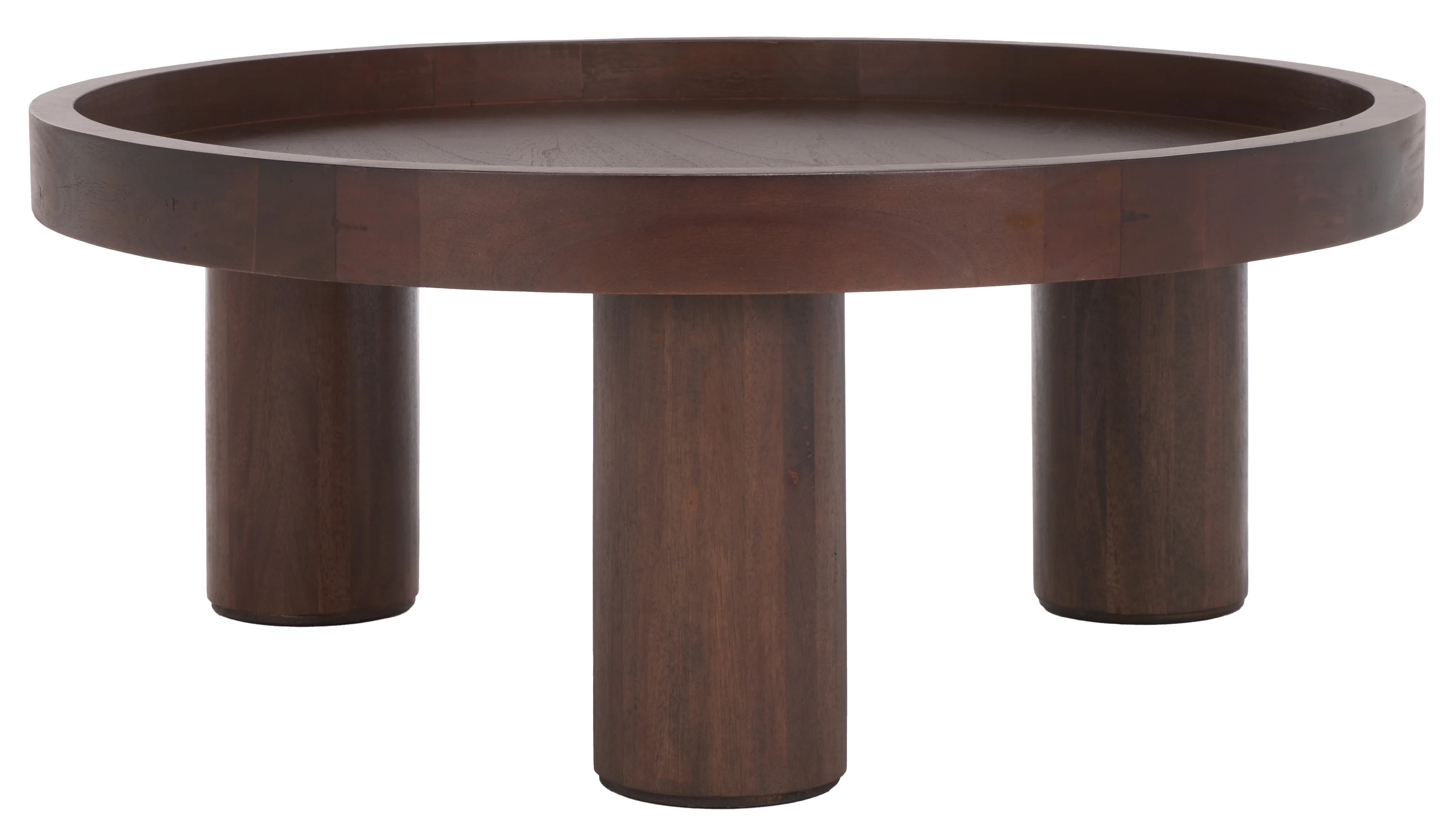 Safavieh Meek Mid-Century Tray Top Round Wood Coffee Table, Brown | Walmart (US)