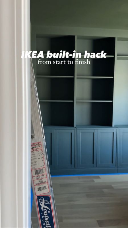 We used Ikea Havsta cabinets for the lowers and Billy bookcases for uppers. Sorry this isn’t likable for US. (Note- we had to cut about 9in. off the Billy shelves to fit our 9ft. ceilings) 

Here are the materials we used to finish out the cabinets. 

I purchased the Magnolia Home paint in the color 1905 Green from Ace Hardware. 

#LTKhome