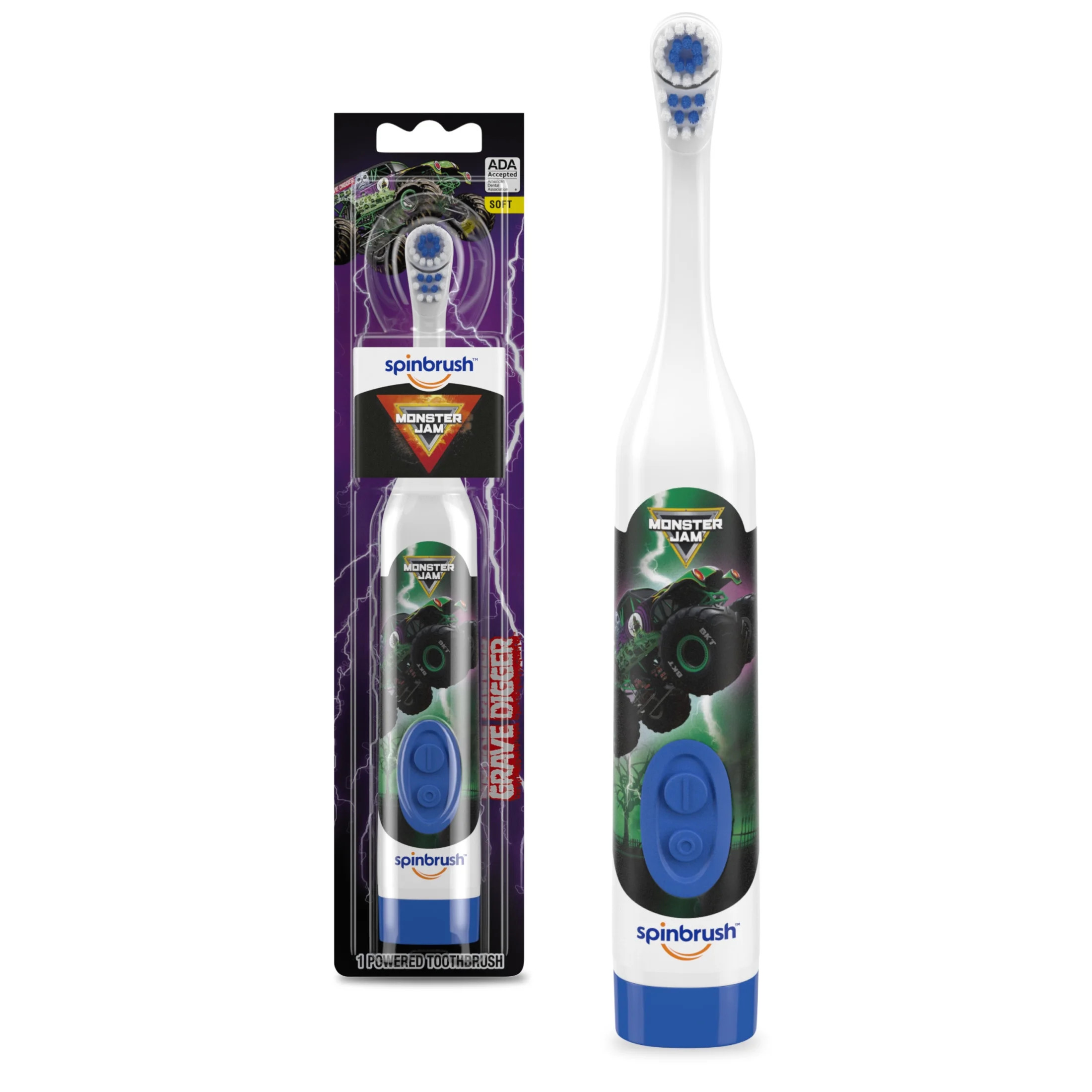Spinbrush Monster Jam Grave Digger Battery Powered Electric Toothbrush for Children Ages 3+ with ... | Walmart (US)
