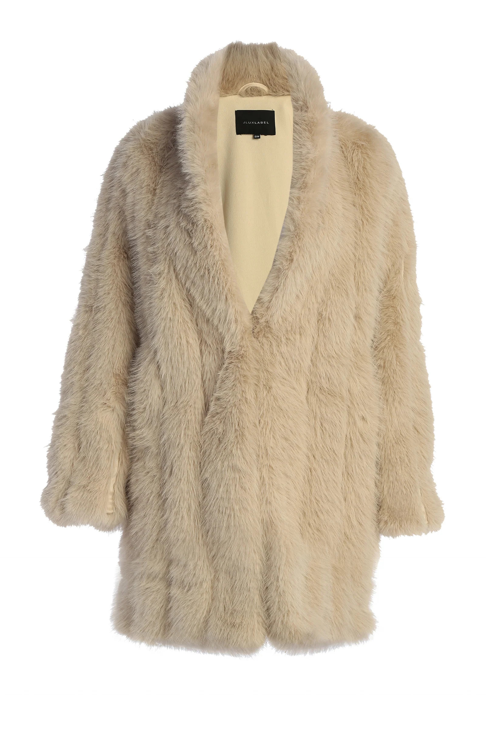 Beige Cropped Manhattan Faux Fur Coat | JLUXLABEL