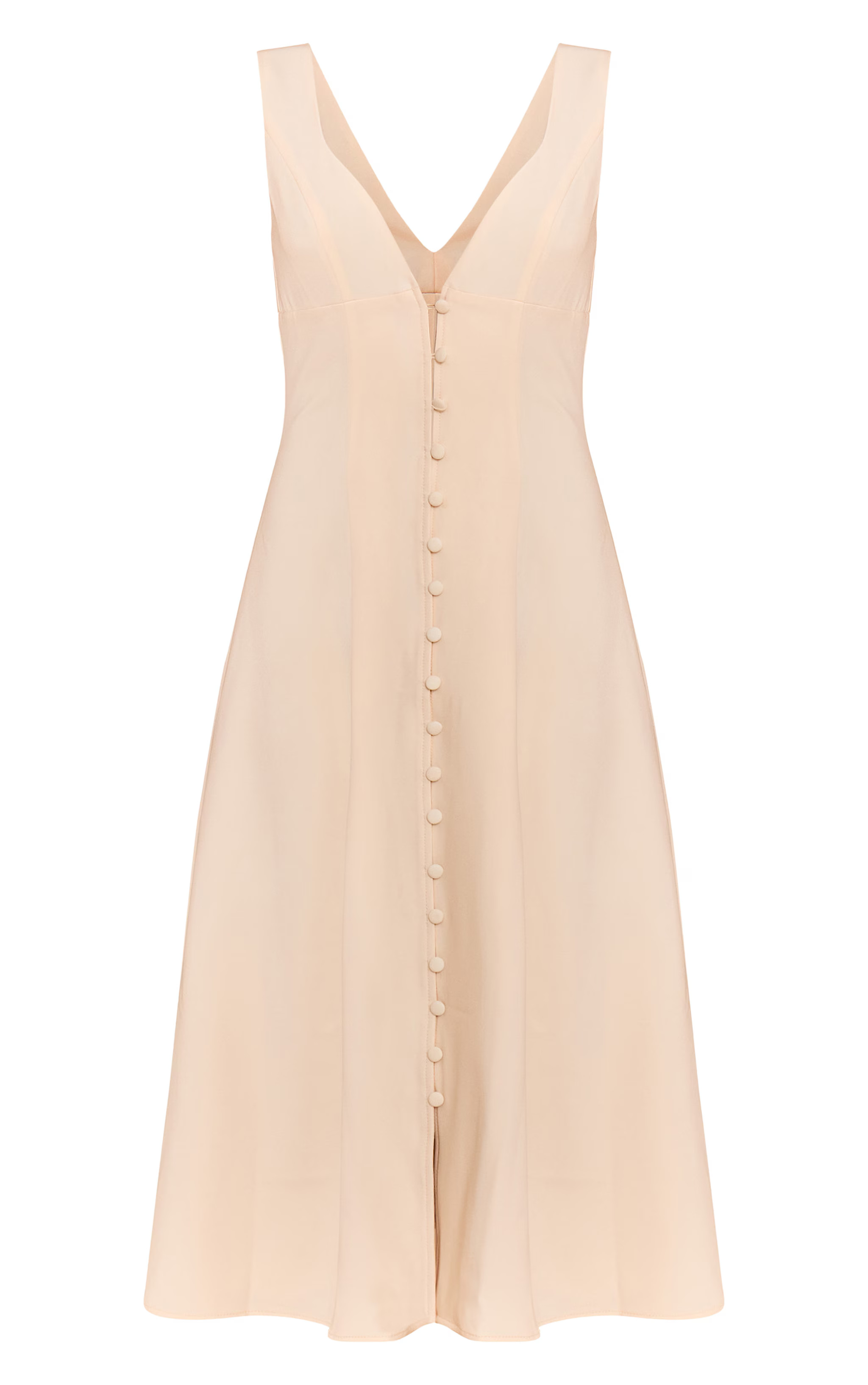 Petite Butter Cream Plunge Button Up Midi Dress | Petite | PrettyLittleThing US