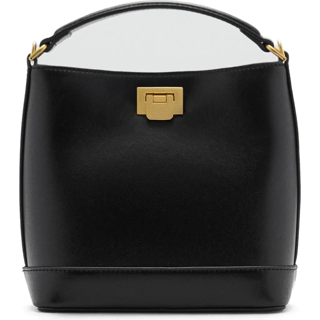 MANGO Mini Faux Leather Top Handle Bag in Black at Nordstrom | Nordstrom