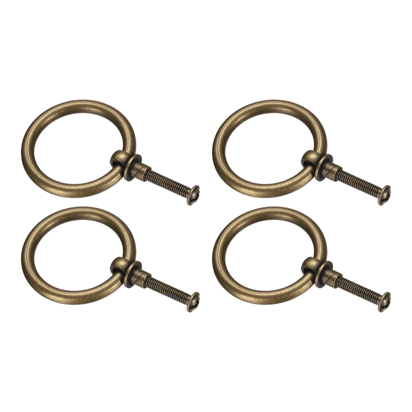 Unique Bargains 4pcs 1.57 Inch Brass Drawer Pulls and Knobs Cupboard Cabinet Drawer Rings Pulls Knob with Screws for Dresser Cabinet Closet Cupboard | Lowe's