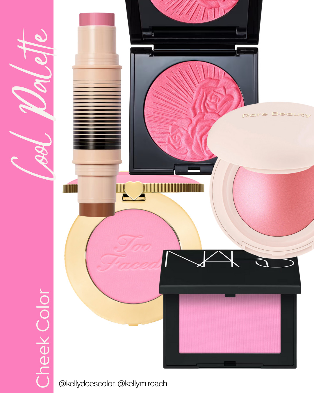 Blushes for the Cool Palette will be cool and medium intensity. These are the ones that look scary when you see them but swatch beautifully. Think Barbie and bubblegum! 

 #LTKOver40 #LTKStyleTip #LTKBeauty