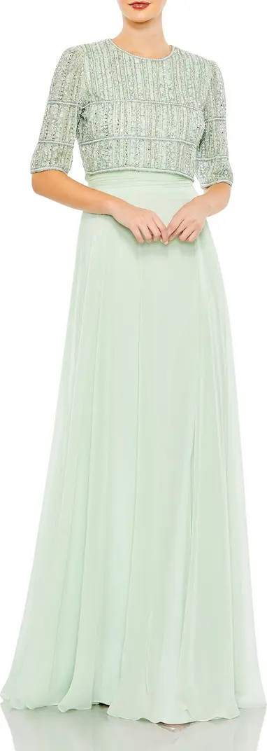 Beaded Bodice Chiffon A-Line Gown | Nordstrom