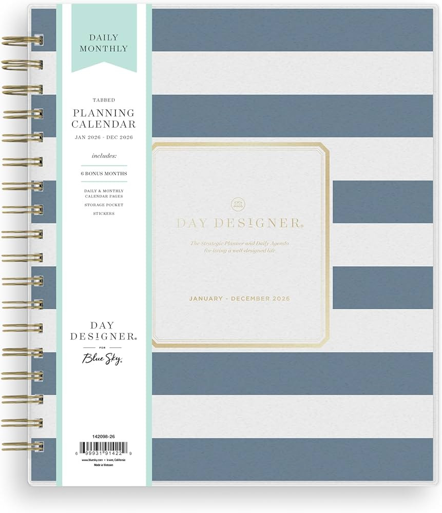 Blue Sky Day Designer 2026 Daily and Monthly Planner Calendar, January 2026 - December 2026, 8" x... | Amazon (US)
