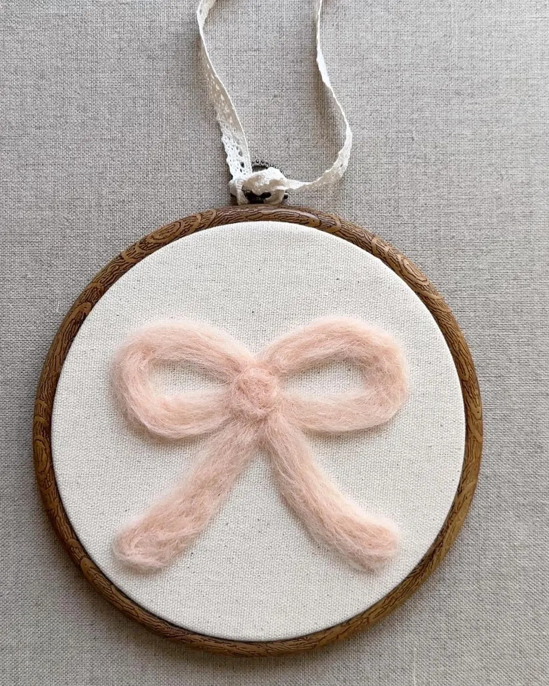 Needle Felt Bow Wall Art \u2013 Pink Bow Hoop for Nursery \u2013 Handmade Baby Girl Room Decor \u... | Etsy (Global)