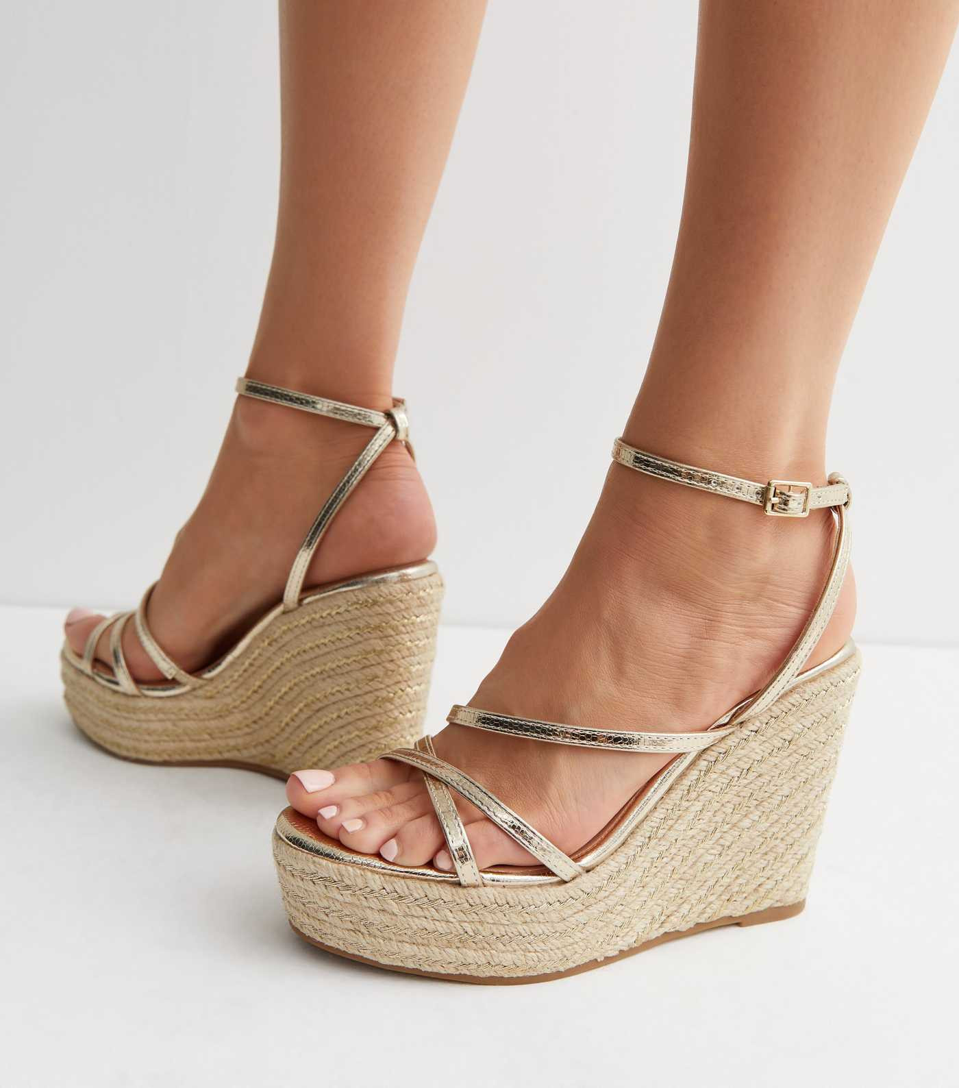 Gold Faux Snake Metallic Espadrille Wedge Sandals
						
						Add to Saved Items
						Remove fr... | New Look (UK)