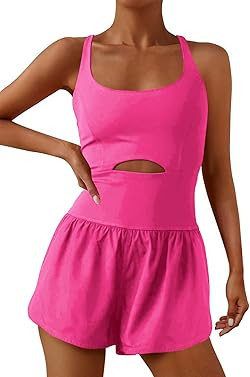 ReachMe Womens Running Onesie Workout Rompers One Piece Outfits Exercise Jumpsuits Gym Yoga Cloth... | Amazon (US)