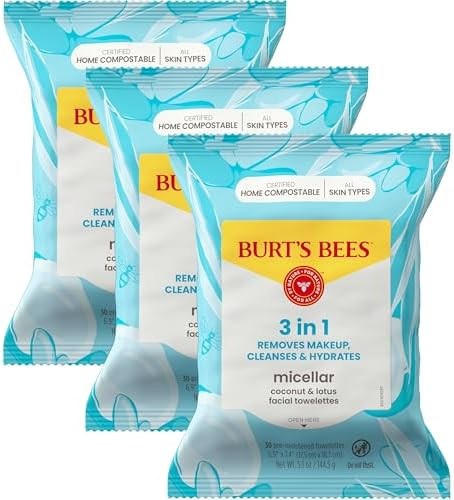 Burt's Bees Stocking Stuffers, Coconut & Lotus Face Wipes, for All Skin Types, Micellar Makeup Re... | Amazon (US)