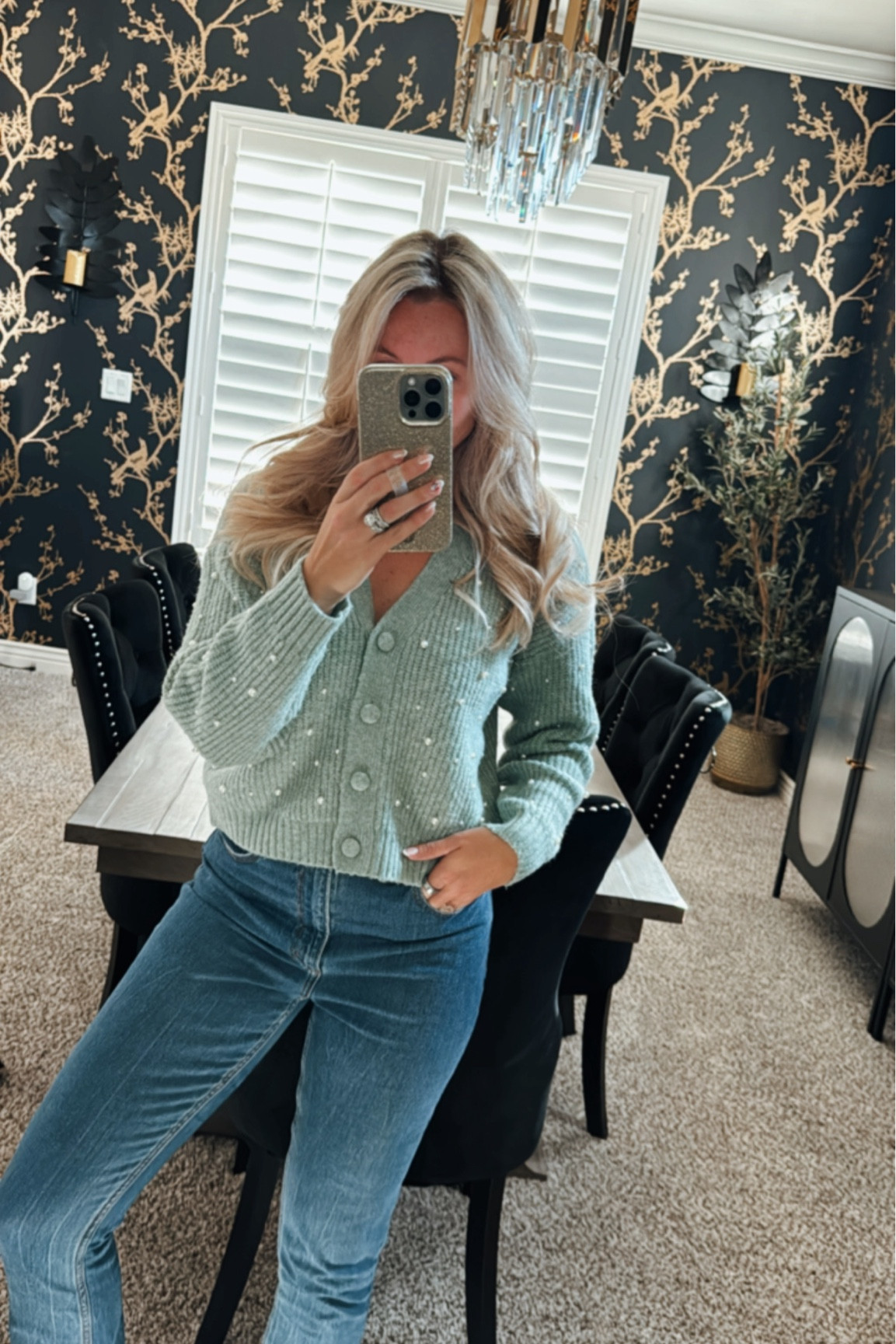 Pearl green sweater. Embellished sweater, under $50

#LTKHoliday #LTKCyberWeek #LTKFindsUnder50