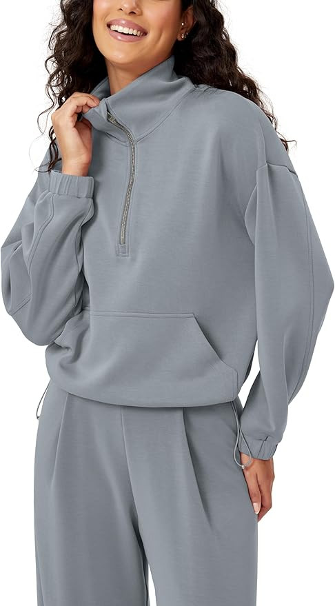 ODODOS Sweatshirts Half Zipper Funnel Neck | Amazon (US)