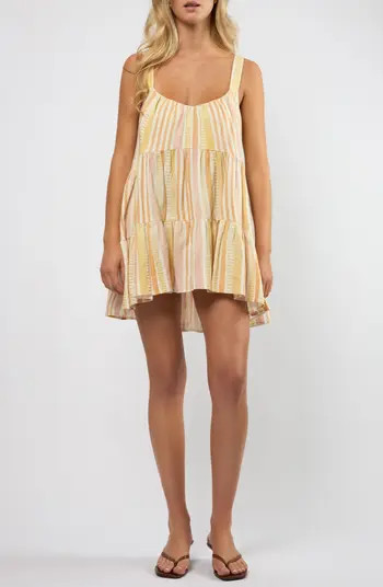 Linen Blend Babydoll Mini Sundress | Nordstrom