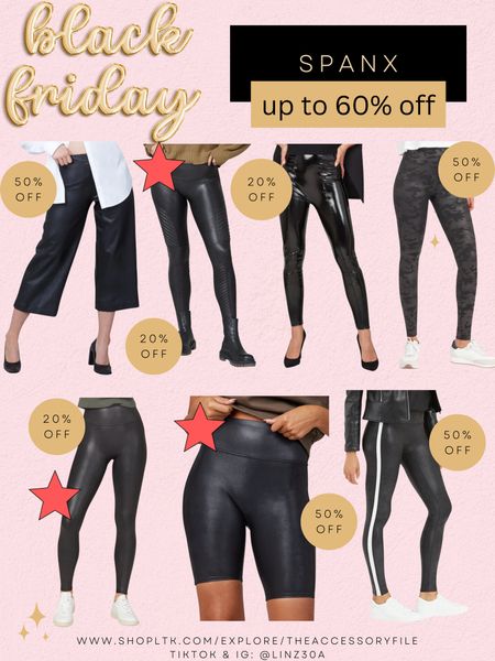 This is probably the best deal you’re gonna find on Spanx! I have the styles marked with a red star. I literally wear my faux leather leggings ALL THE TIME. I got the biker shorts a few weeks ago to wear with oversized sweatshirts! 

⭐️⭐️As far as sizing, size up, especially if you’re between sizes!! I am 5’3”, 37-38” hips, and 26-27” waist and I prefer the Petite Medium. If you’re taller than 5’3”, I’d get the regular. There is also a tall option. I also have regular small and regular medium. The regular small fits me, but I have to roll the ankles under. The medium regular I got so I can wear fleece tights under them because I FREEZE in winter, so I wanted extra room- which is a relative term when it comes to these LOL. They are 100% worth the $ in my opinion. I still have the ones I bought 5-6 or more years ago! And they make you look SO good! Take advantage of this sale!⭐️⭐️

Biker shorts, faux leather leggings, winter outfits, winter fashion, cyber weekend, cyber week, Black Friday 

#LTKCyberweek #LTKstyletip #LTKGiftGuide