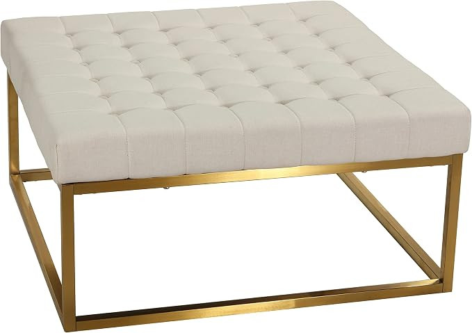 Cortesi Home Hepburn Ottoman, 36"x36", Beige | Amazon (US)