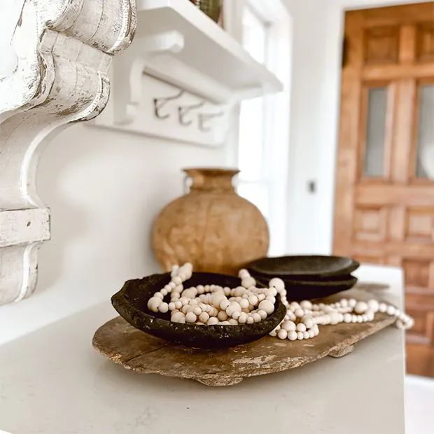 Rustic Carved Stone Saucer | Antique Farm House