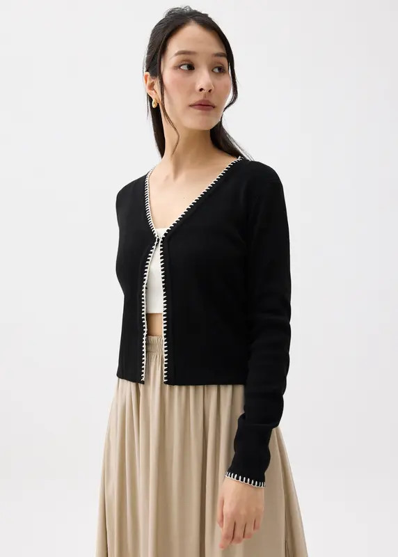 Crop V-neck Knit Cardigan | Love, Bonito USA