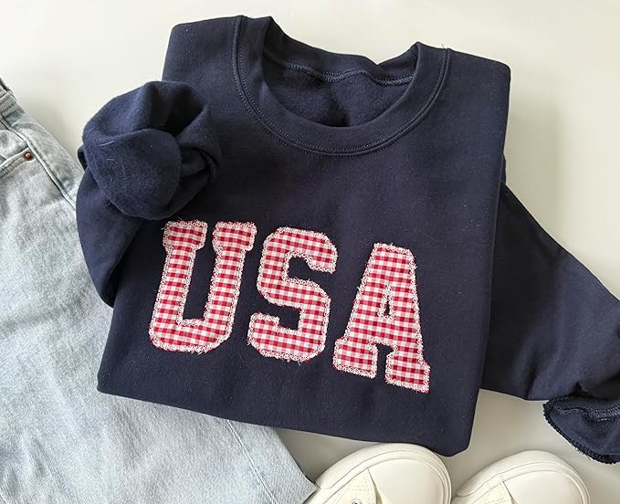 USA Sweatshirt, Women's 4th of July Crewneck, Navy Independence Day Sweater, Memorial Day Pullove... | Amazon (US)