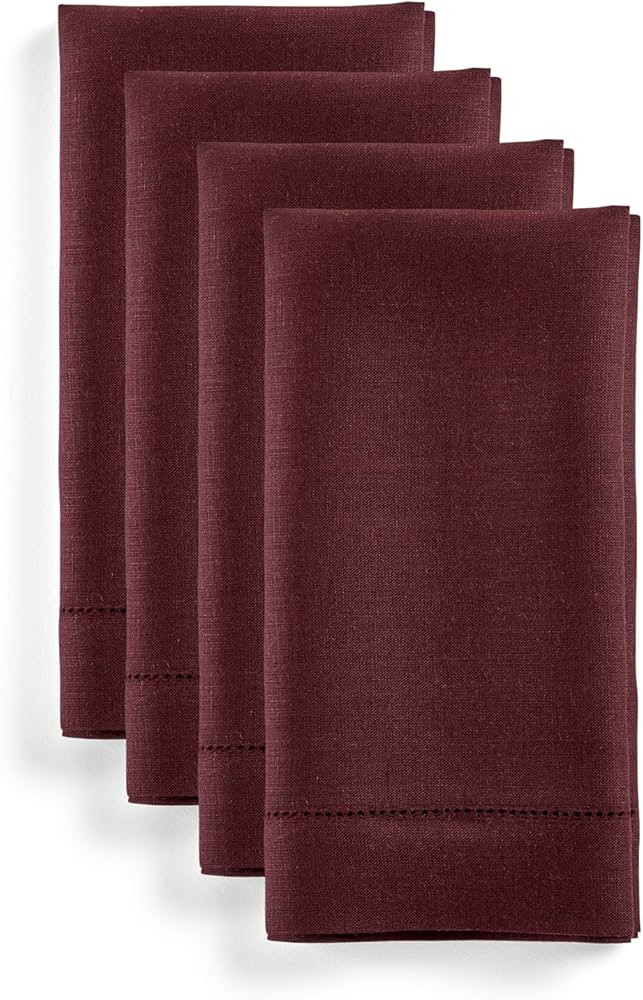 Solino Home Linen Cloth Napkins Set of 4-100% Pure Linen Burgundy Dinner Napkins 20 x 20 Inch for... | Amazon (US)