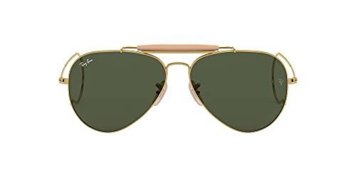 Ray-Ban RB3030 Outdoorsman I Aviator Sunglasses, Shiny Gold/G-15 Green, 58 mm | Amazon (US)