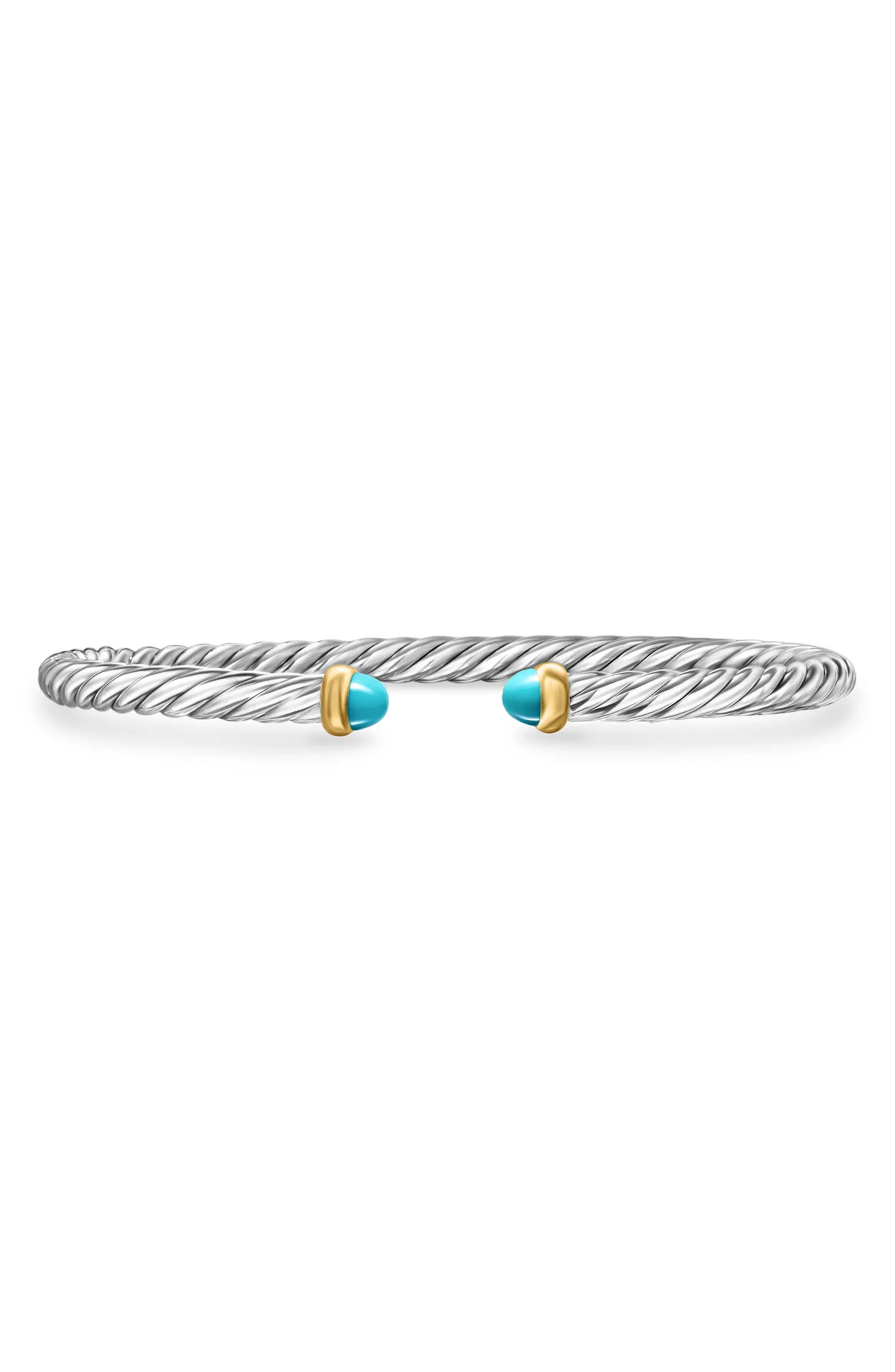 Cable Flex Bracelet in Sterling Silver with 14K Yellow Gold, 4mm | Nordstrom