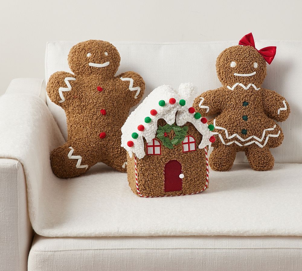 Decorated Gingerbread House Shaped Pillow | Pottery Barn (US)