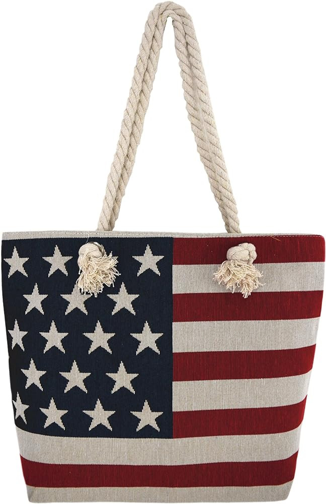 WESTERN ORIGIN American Flag Embroidered Tote Bag Stars and Stripes Beach Bag Rope Handles Should... | Amazon (US)