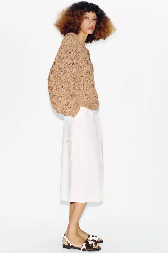 HAIR-ON LEATHER FLAT SANDALS | Zara US