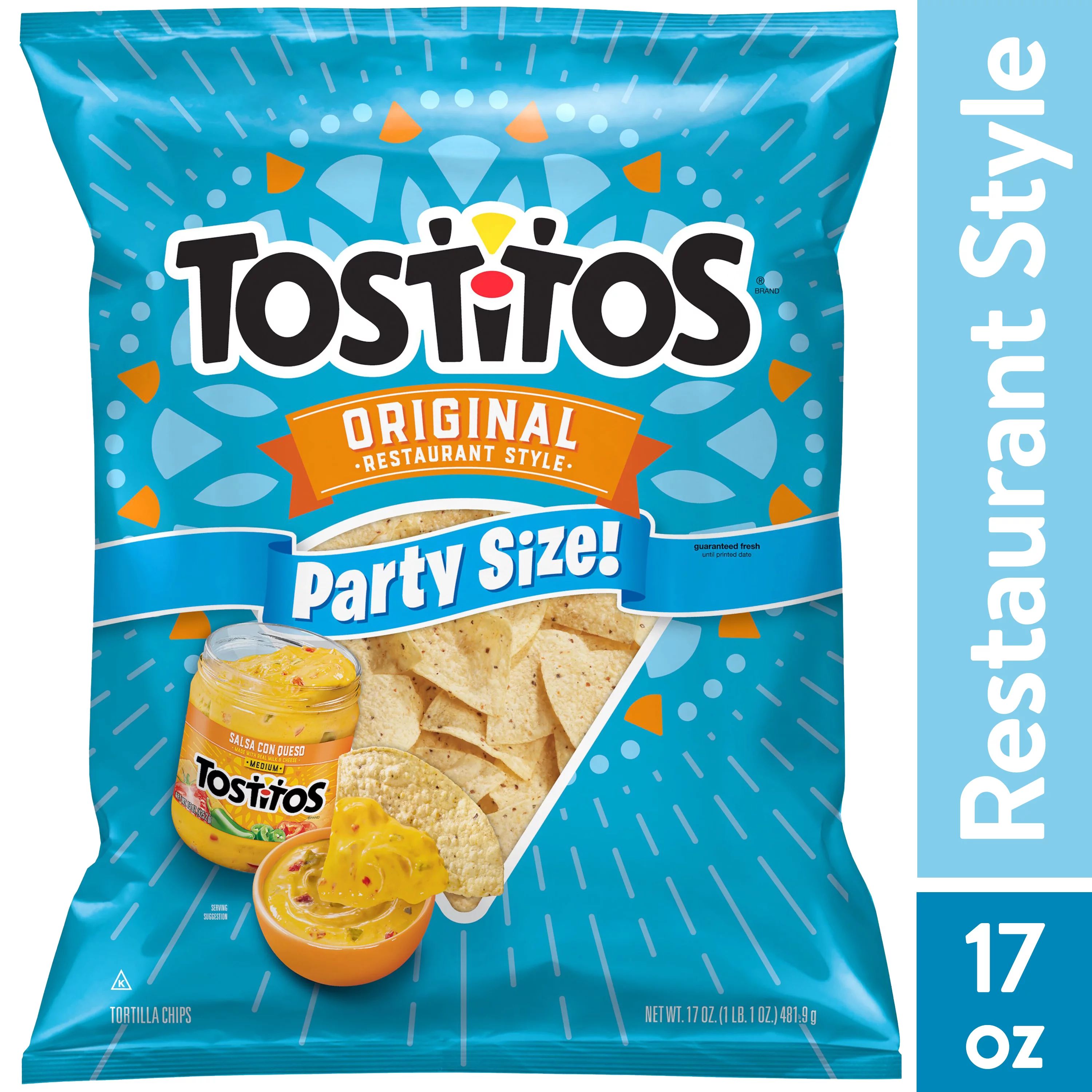 Tostitos Original Restaurant Style Tortilla Chips, Party Size, 17 oz Bag - Walmart.com | Walmart (US)