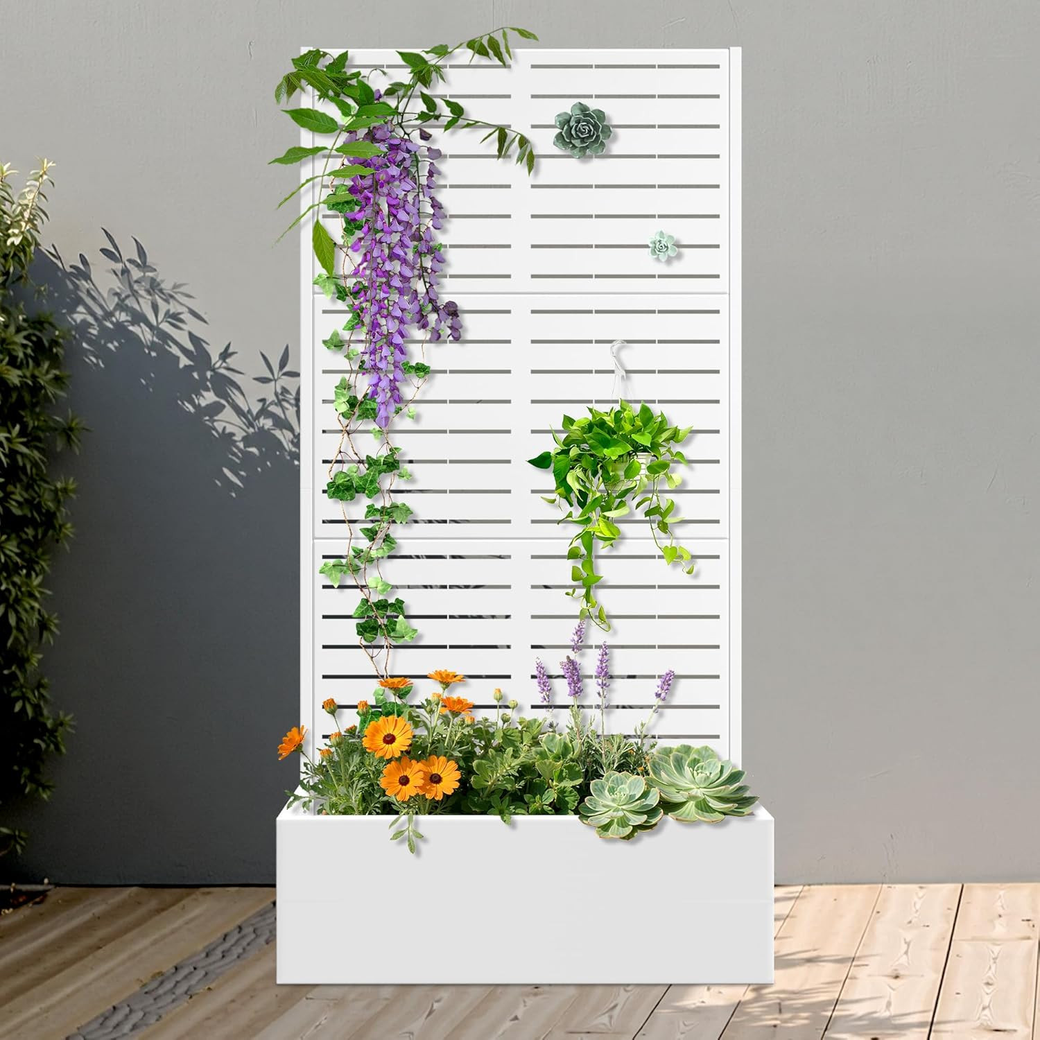 FENCY Metal Raised Garden Bed with Trellis, Metal Planter Box with Trellis, Garden Box for Climbi... | Amazon (US)