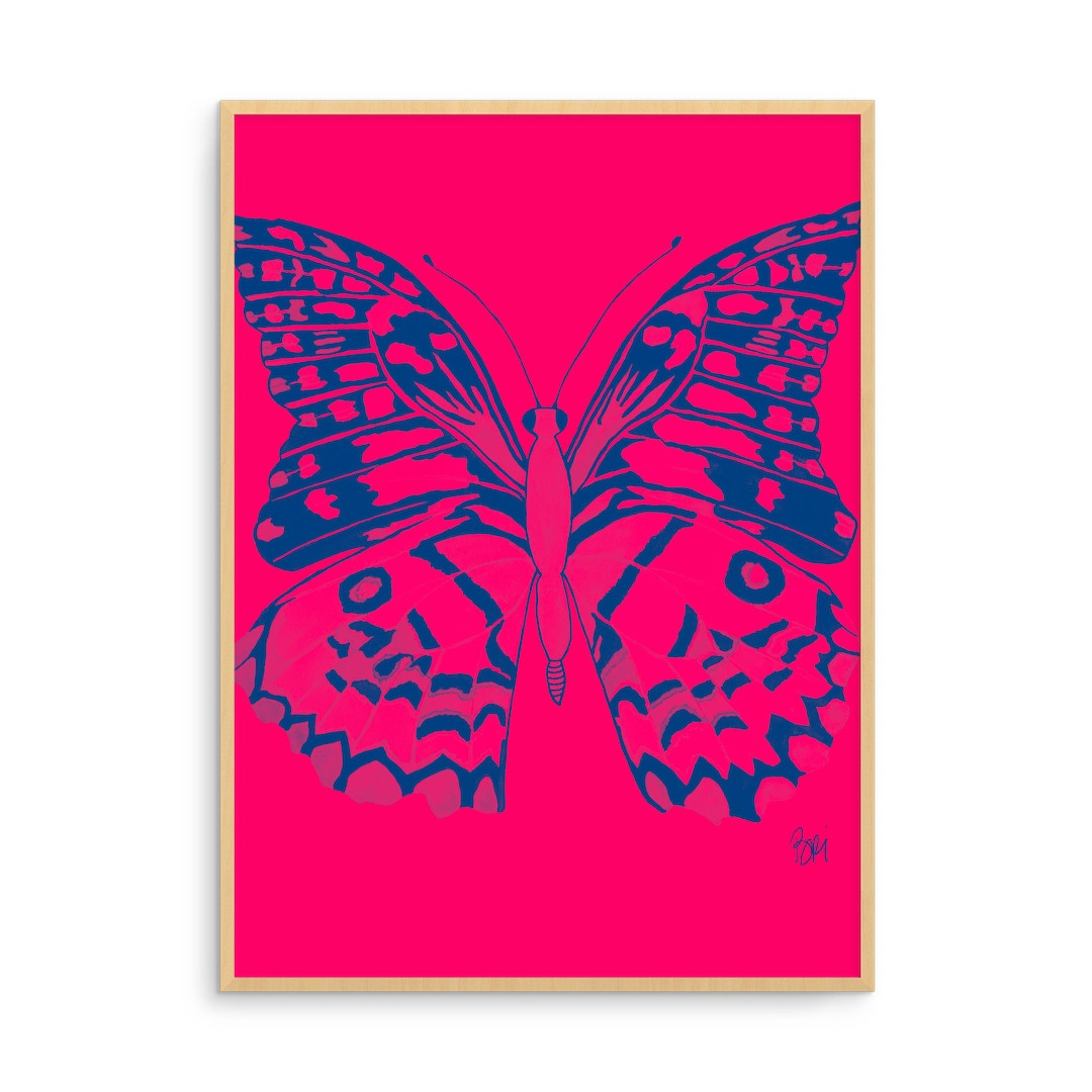 Ruby Pop Art Butterfly Print - Etsy | Etsy (US)