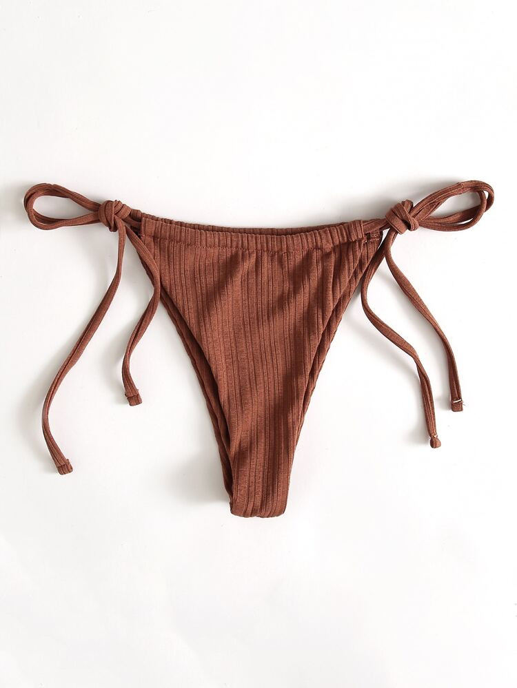 Rib Tie Side Bikini Thong | SHEIN