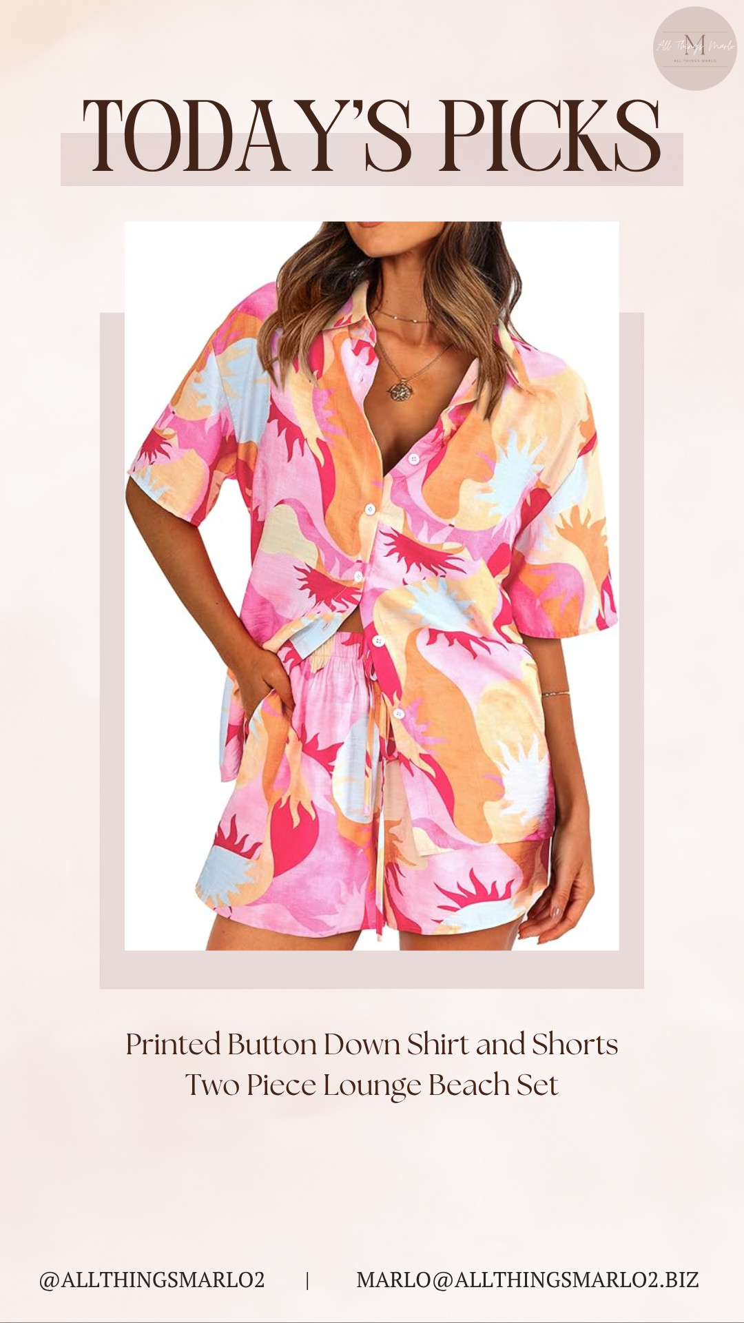 Printed Button Down Shirt and Shorts Two Piece Lounge Beach Set 

 #LTKSeasonal #LTKWorkwear #LTKTravel