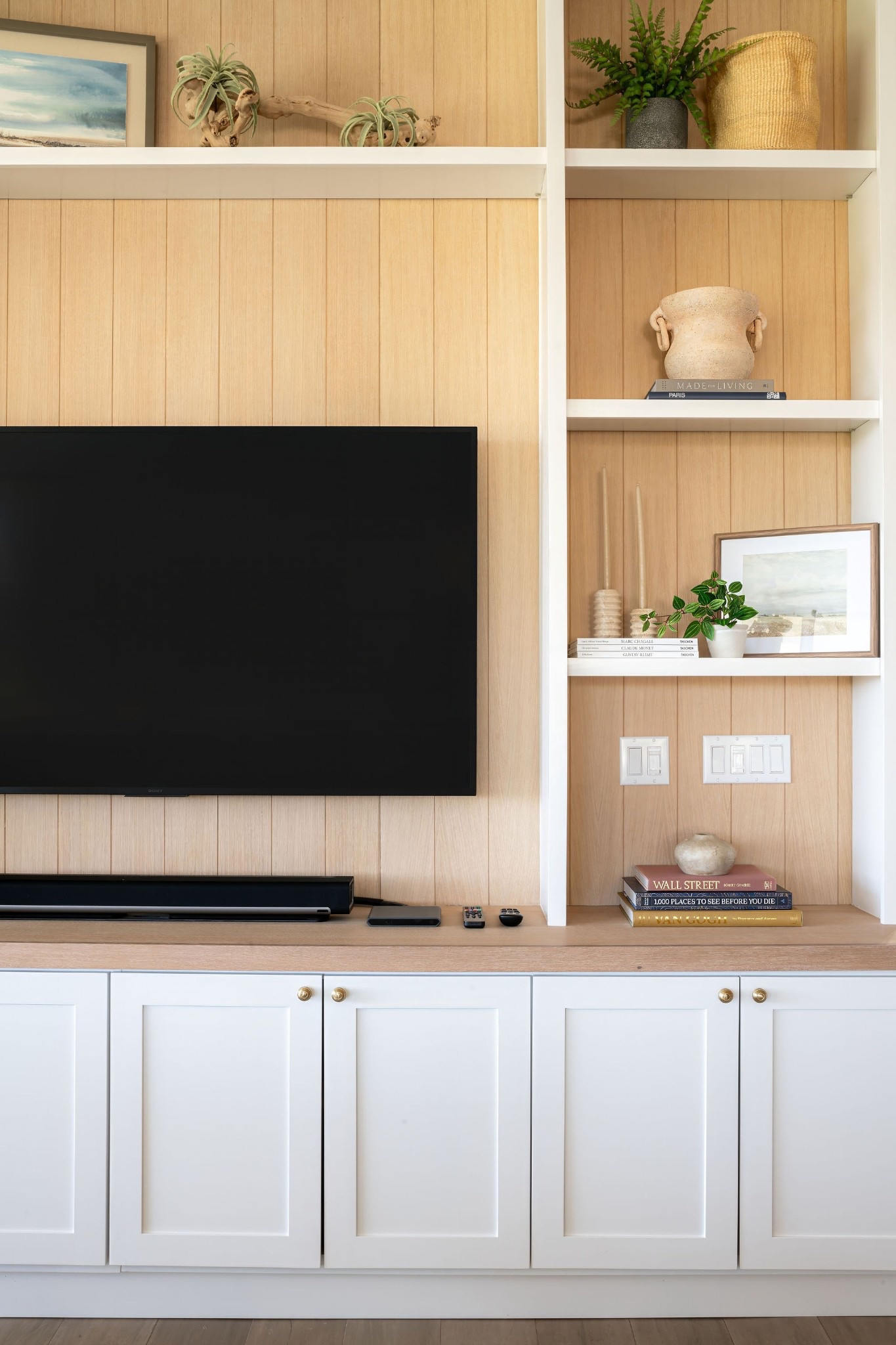 Floating shelf styling and builtin tv wall! Love this set up!

#LTKWatchNow #LTKHome #LTKSaleAlert