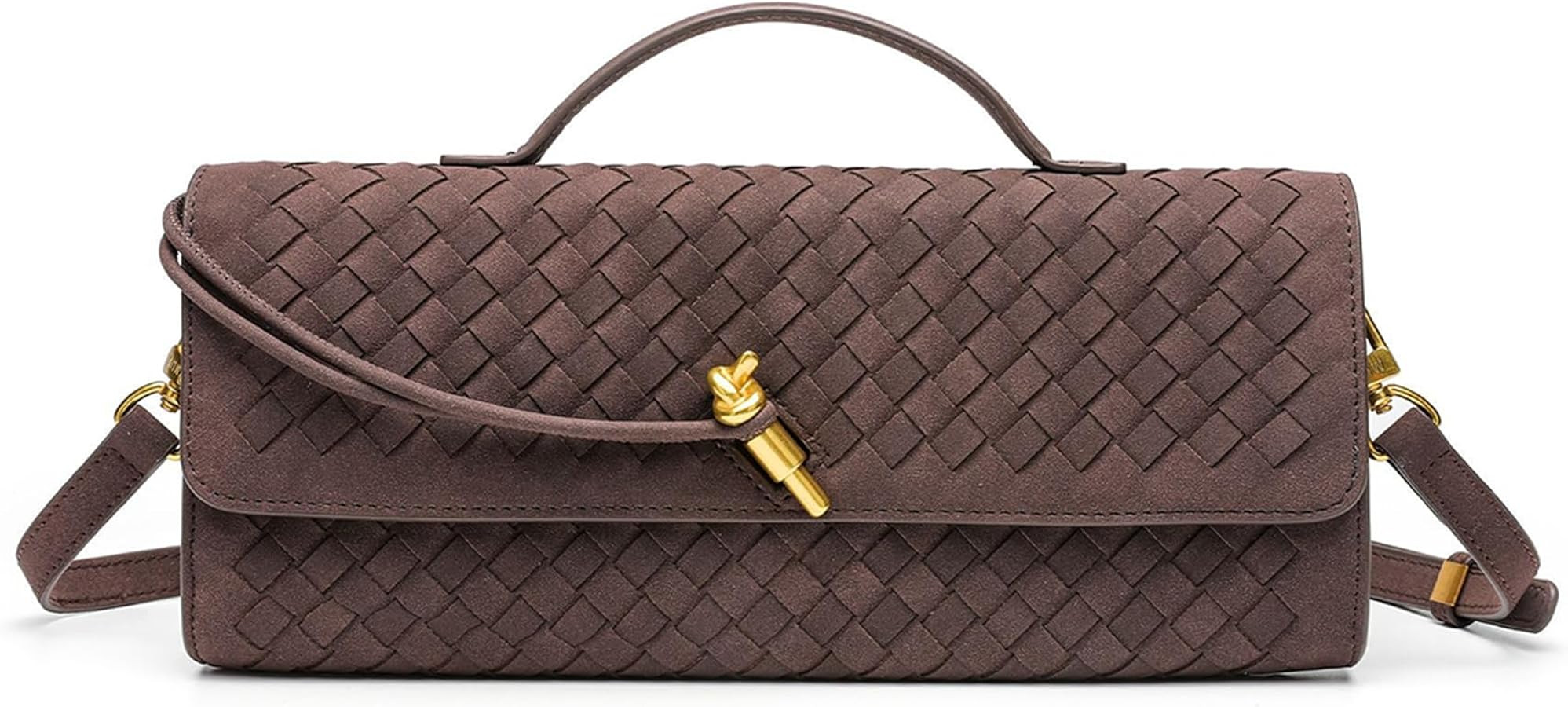 Evening Woven Clutch Purse for Women Casual Fashion Satchel Shoulder Handbag Vegan Leather Crossb... | Amazon (US)