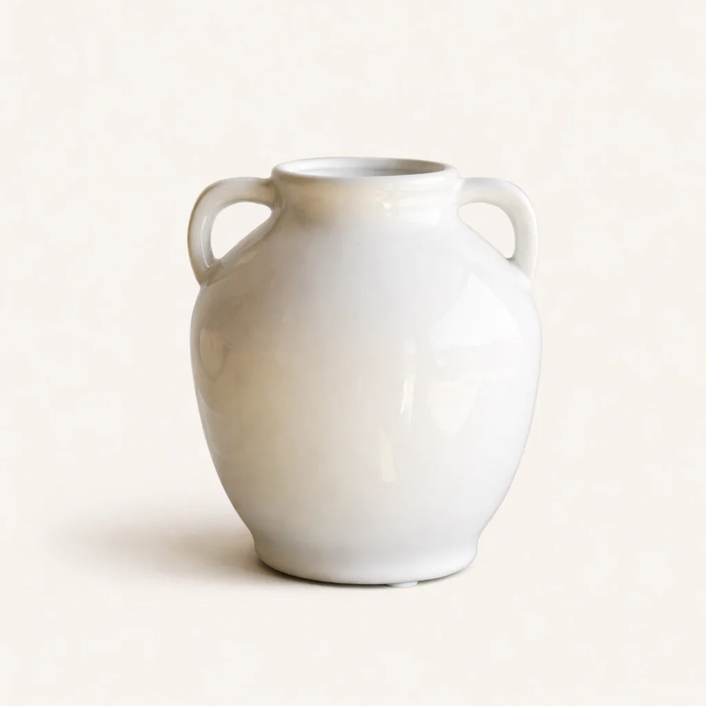 Ceramic Cream 2 Handle Vase | By Luxe B Co. | luxe bCO
