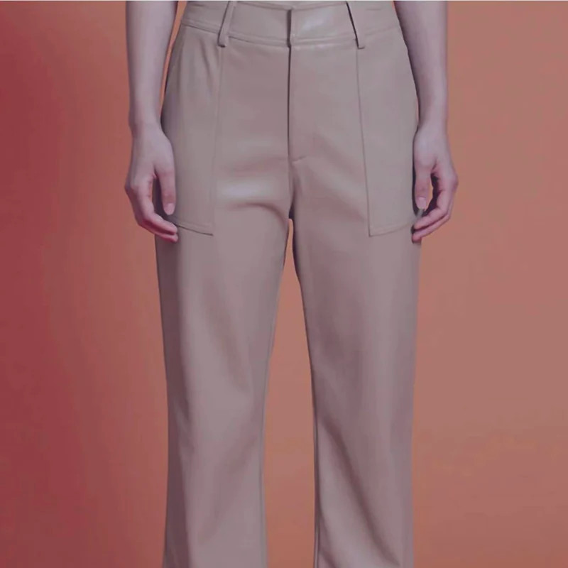 LUCY PARIS Jennifer Faux Leather Pants In Tan - Brown - S | Verishop