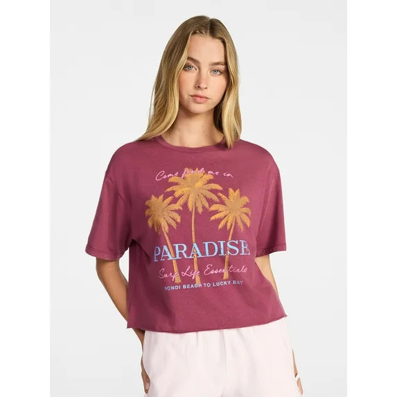 No Boundaries Boxy Cropped Graphic Tee, Women's XXS-XXL | Walmart (US)