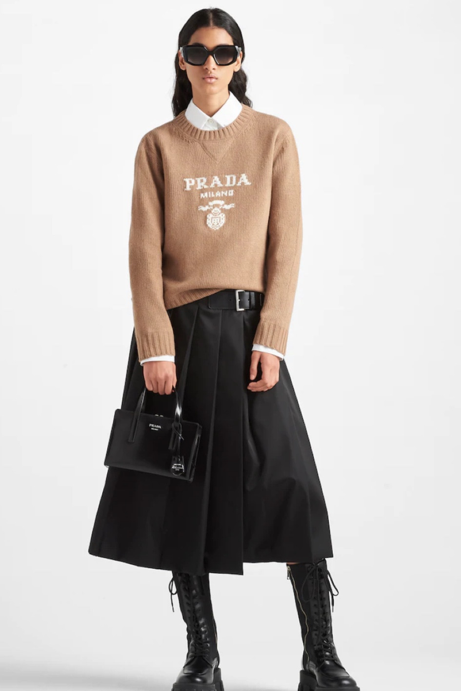 Prada cashmere and wool logo crewneck